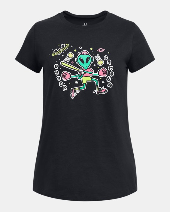 Girls' UA Out Of This World Softball Short Sleeve in Black image number 0